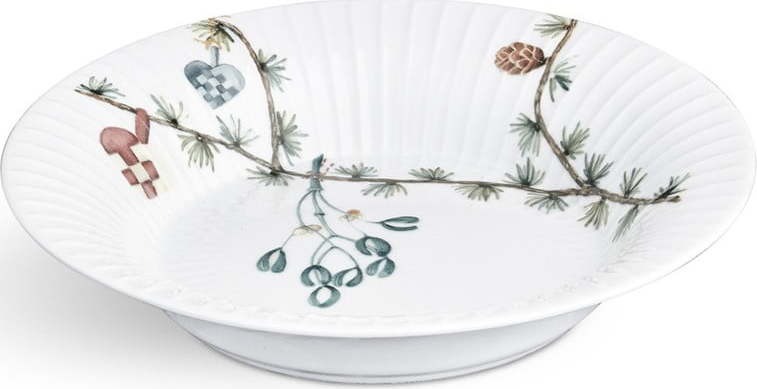 Bílý porcelánový vánoční polévkový talíř Kähler Design