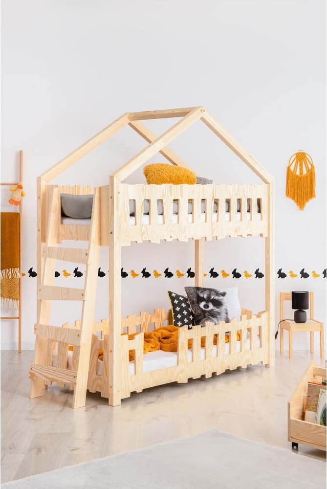 Domečková patrová dětská postel 90x200 cm