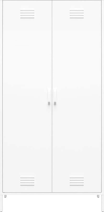 Bílá kovová šatní skříň 90x185 cm